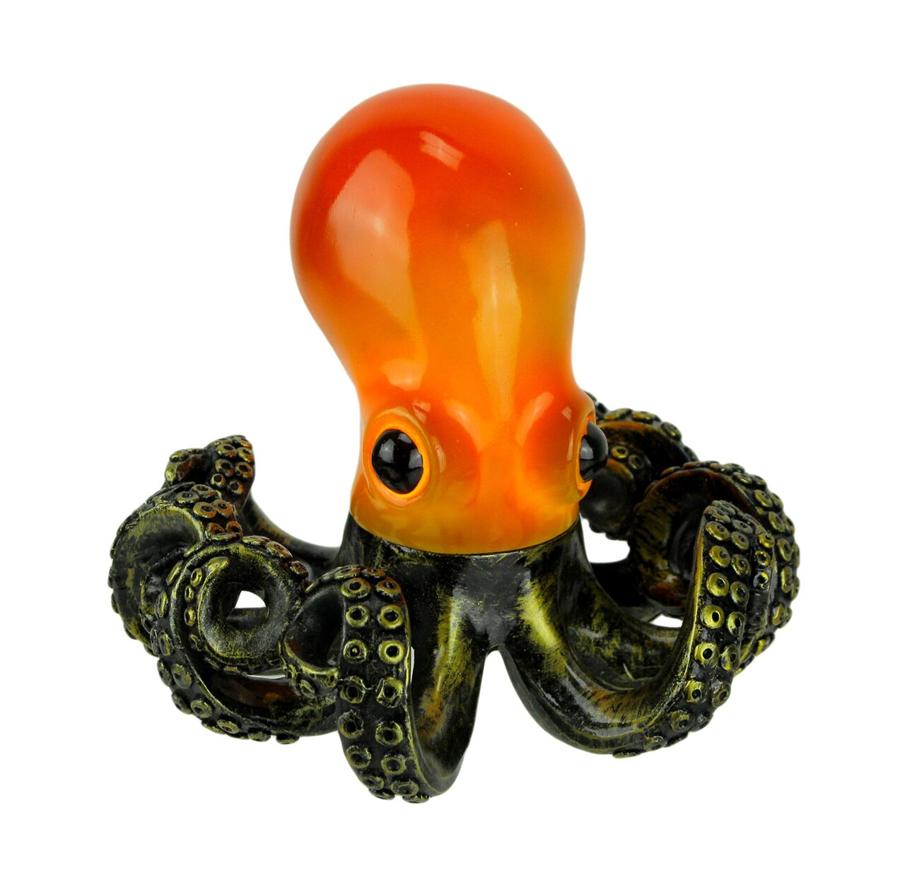 Orange and Antique Bronze Coastal Art Octopus Coiled Tentacles Accent Lamp Small
